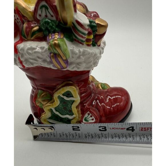 Fitz and Floyd Santa's Sweets Candy Cookies Boots Candleholders Set of 2 - Picture 9 of 9